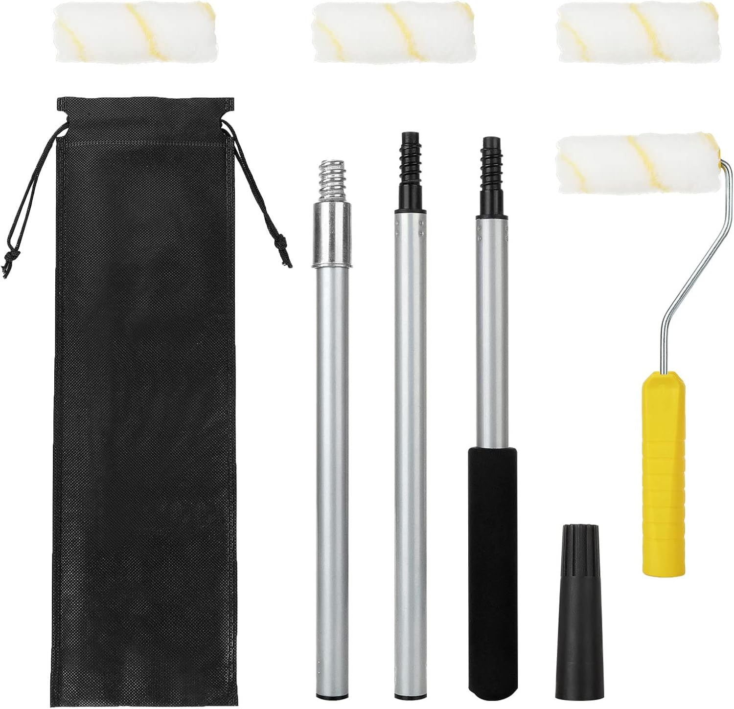 9 PCS Paint Roller Long Handle, Extendable Paint Roller Runner Set, 4