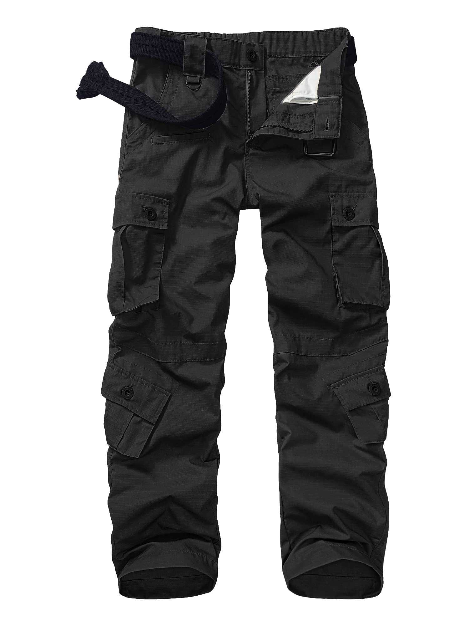 OCANXUEMens Tactical Pants Hiking Pants Lightweight Waterproof Casual Cargo Work Pants with Pockets Elastic Waist