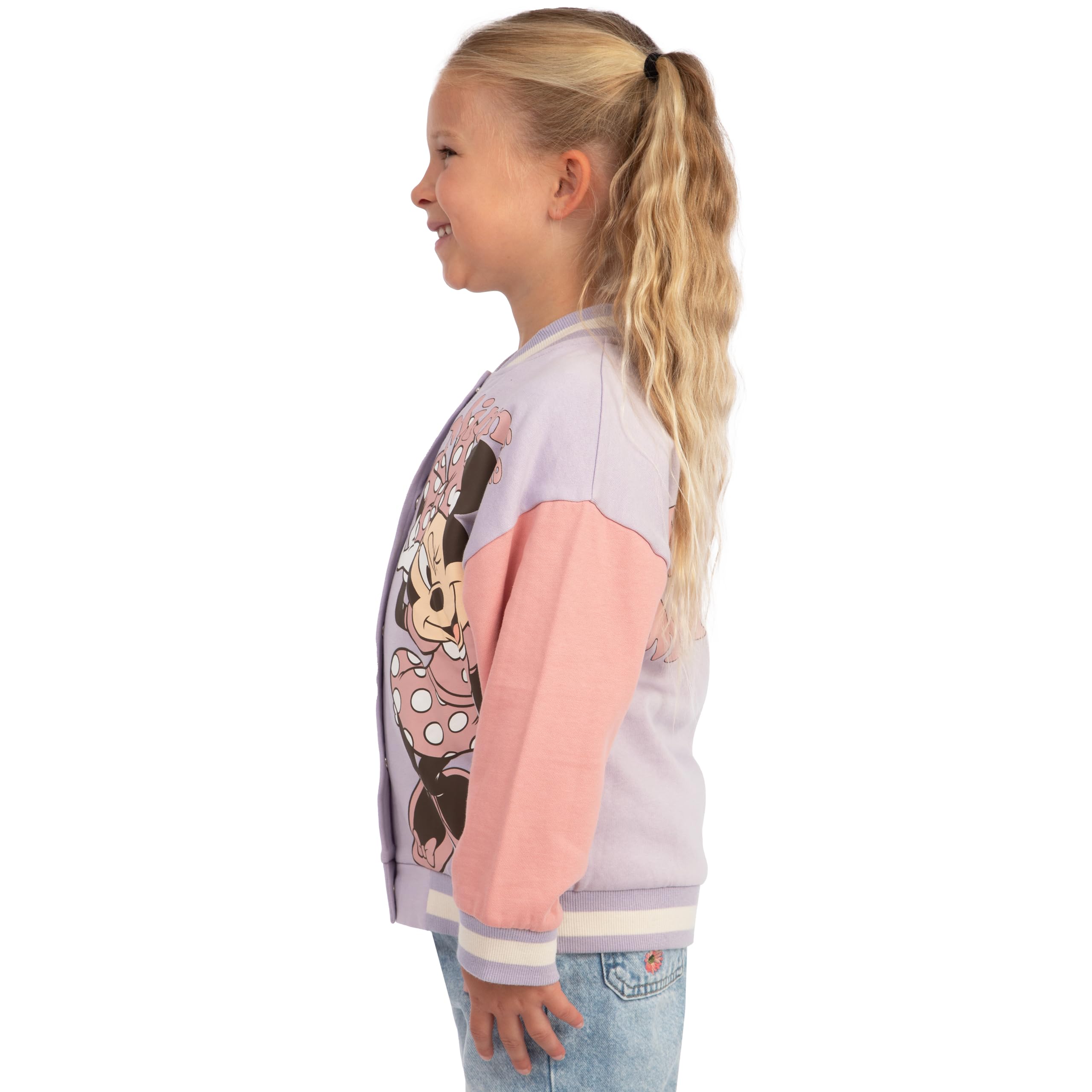 Disney Minnie Mouse Kurtka Bomberka Dla Dziewczynki, Varsity Kurtka Bawełniana Z Długim Rękawem