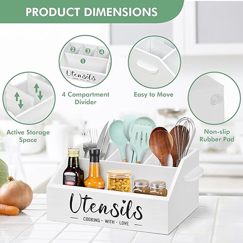 Miniatura 6 de Soporte para utensilios de cocina, soporte grande para utensilios de cocina para encimera, organizador de utensilios de cocina de granja para