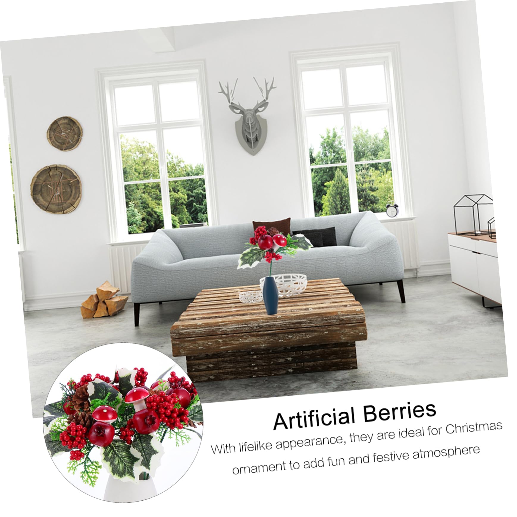 ABOOFAN 15pezzi Bacche Artificiali per Decorazioni Natalizie per e Accessori per Feste per Matrimonio e Festivi