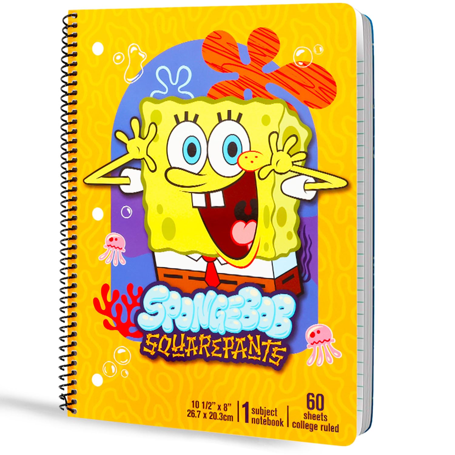 Lot de 2 carnets à spirales Motif Bob l'éponge 20,3 x 26,7 cm 60 pages