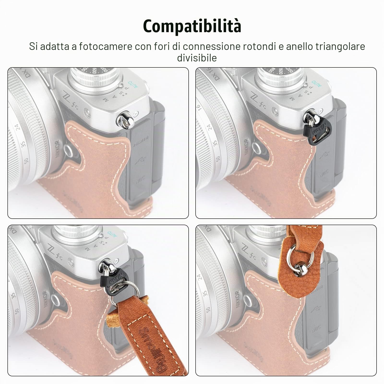 SMALLRIG Tracolla in Pelle per Fotocamera, Tracolla in Vera Pelle Marrone Vintage - 3485