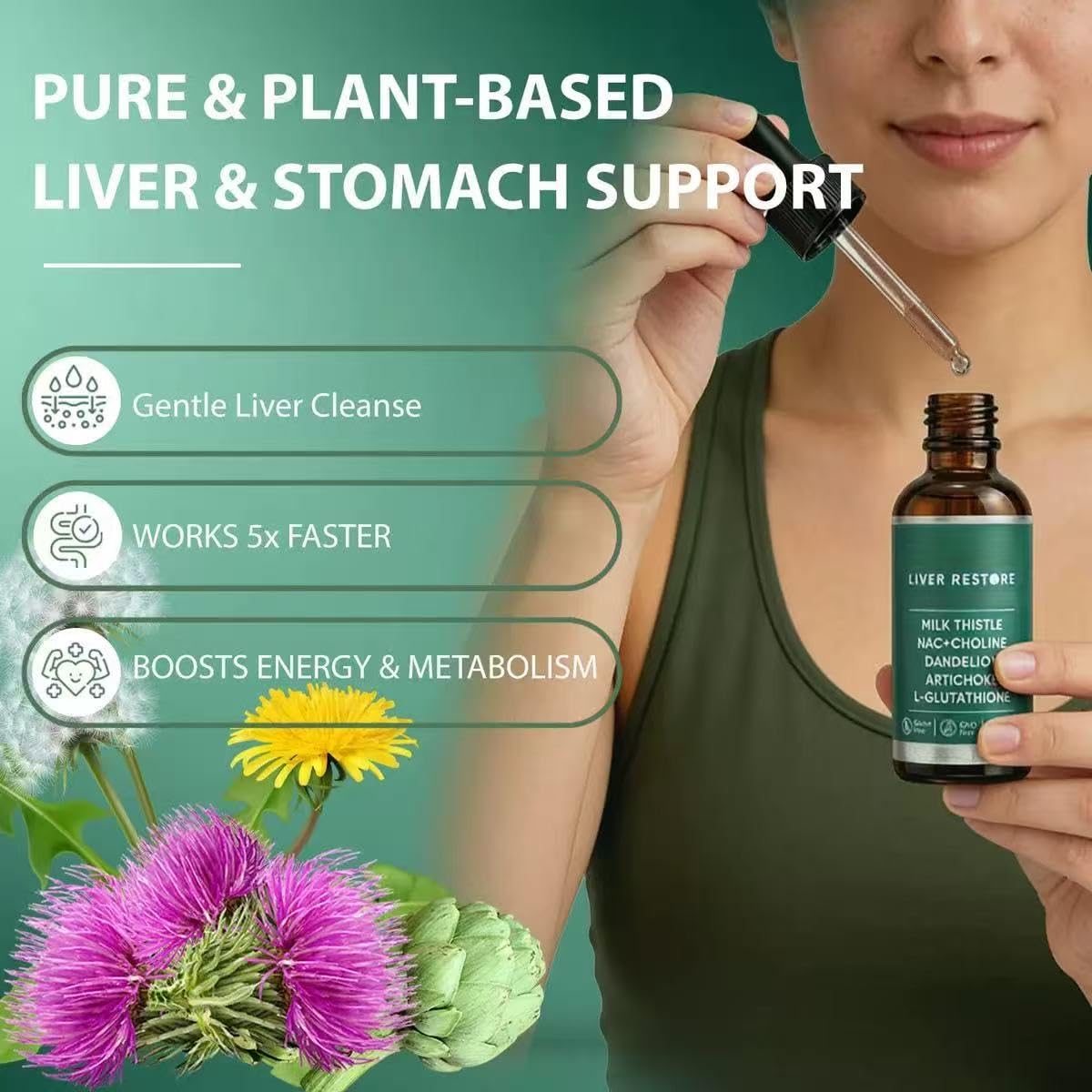 Liver Restore Liquid – zur Leberreinigung und Verdauung, lindert Blähungen, stellt geistige Klarheit und Konzentration wieder her, steigert die Energie und die Gesundheit des Immunsystems