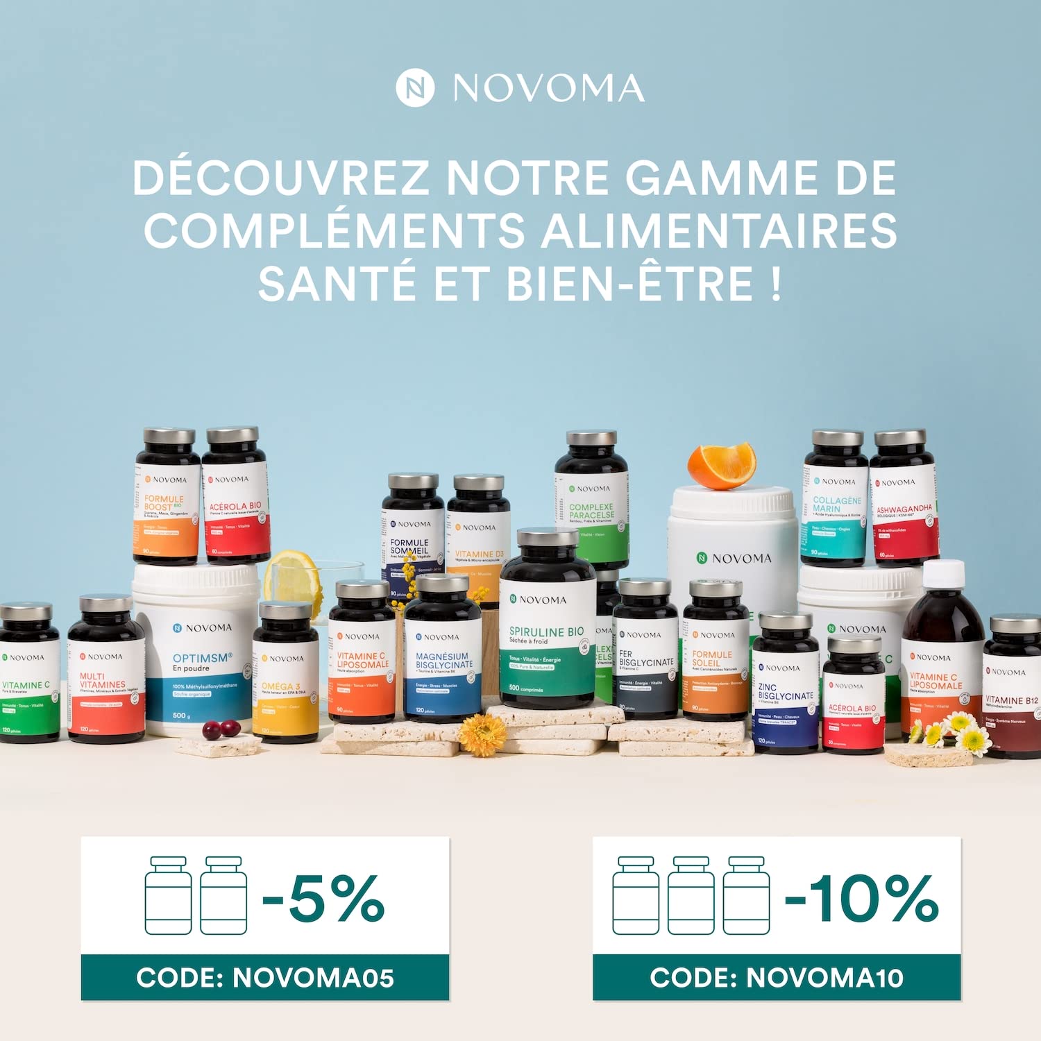 NOVOMA Formule Boost Bio, Complément Alimentaire pour Booster l'Énergie, Avec Guarana, Acérola, Maca & Gingembre, Riche en Caféine et Vitamine C Naturelle, 90 Gélules Vegan, Fabriqué en France
