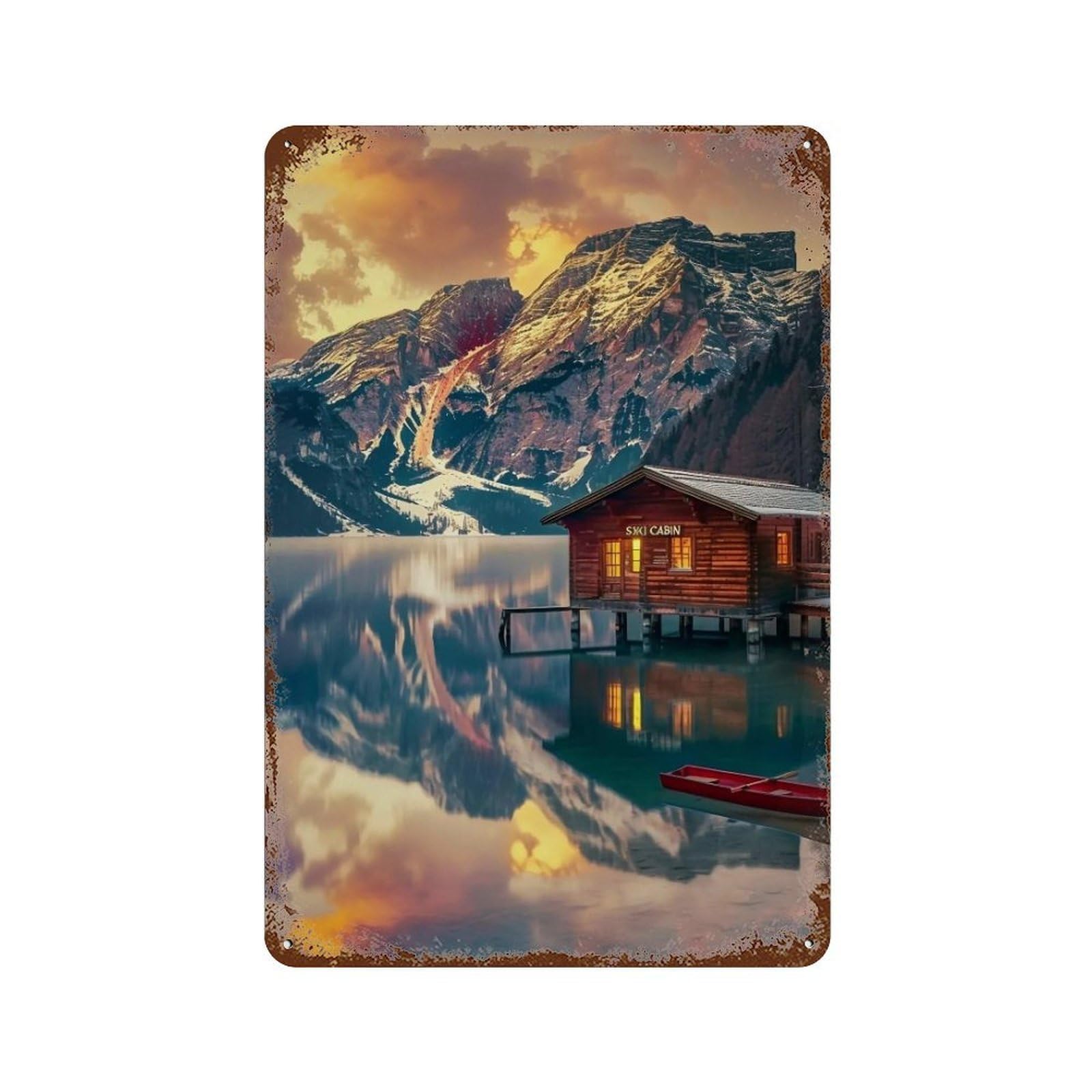 HDURYEYRYY Mountain Ski Cabin 01 Wall Retro Iron Vintage Art Metal Tin Sign Poster Modern Home Cofffee Club Art Bar Shop Decor Style 30x20cm