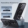 Case for Samsung Galaxy S25 Compatible with MagSafe Shockproof Mobile Phone Case with 360° Rotating Invisible Stand Scratch-Resistant Back Protective Case Matte Black