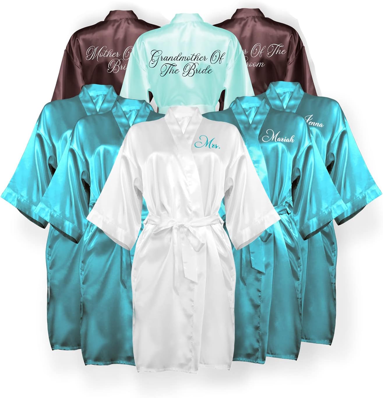 Bridesmaid Robe Set of 8, Personalized Robes in Front