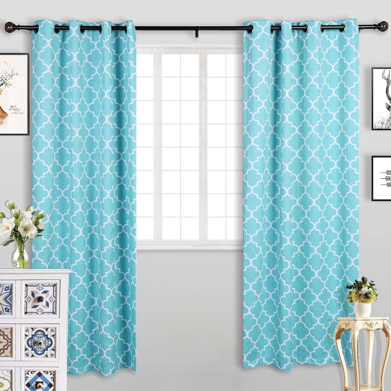 Tableclothsfactory 1 Set 42"-126" Metal Single Adjustable Curtain Rod Bronze with Marble Finials