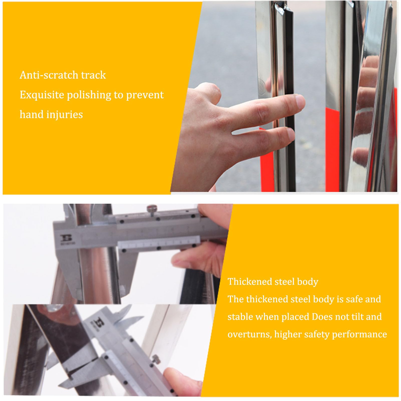 Puerta de Seguridad Plegable retráctil de Acero Inoxidable con Ruedas - Barrera de Seguridad para Exteriores, Carreteras y garajes, solución de Control de Acceso Duradera