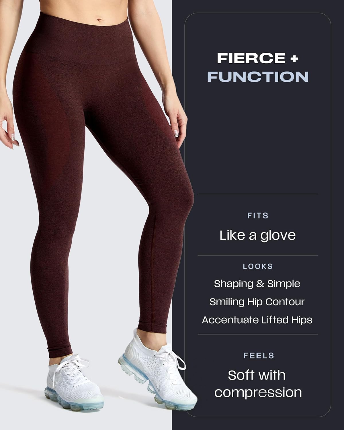 Aoxjox Workout Seamless Leggings for Women Smile Contour High Waisted Athletic Yoga Pants Tights 26" - Image 2