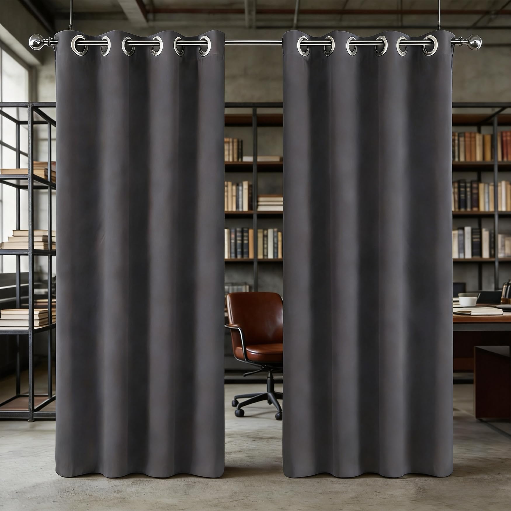 Rideaux occultants gris 110x250 cm isolants thermiques à œillets