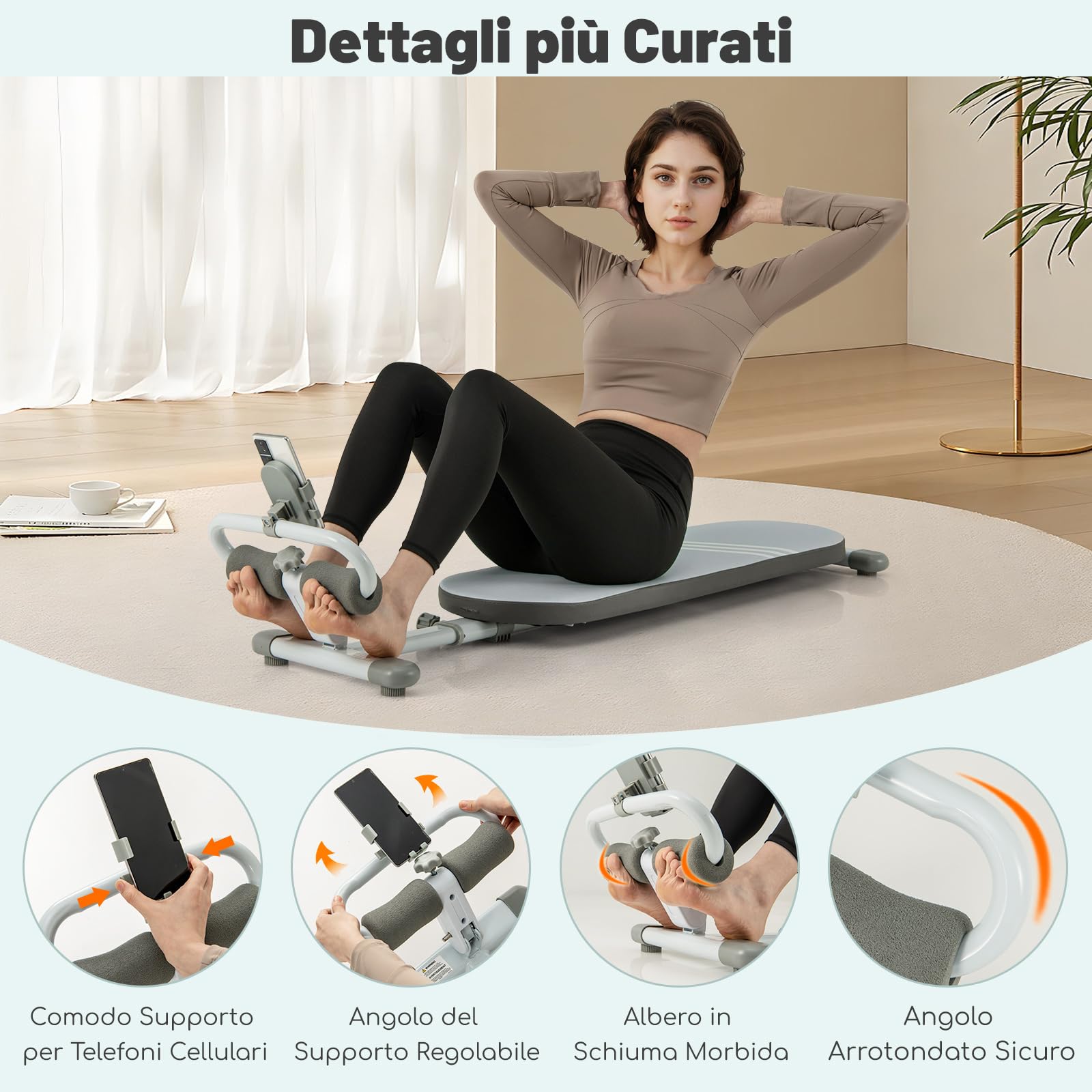 GYMAX Panca per Addominali, Panca Pesi Inclinata con Angolo Regolabile a 3 Livelli, Lunghezza Regolabile, Panca Inclinata Pieghevole per Addominali, Attrezzo da Palestra per Casa