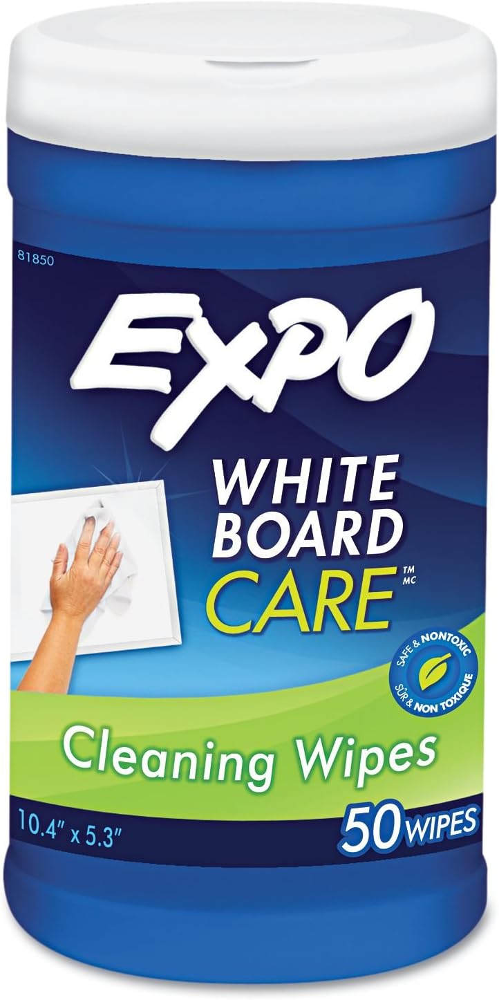 Expo Marker Board Towlettes Reusable, Pre Moistened White Cloth Dry Erase
