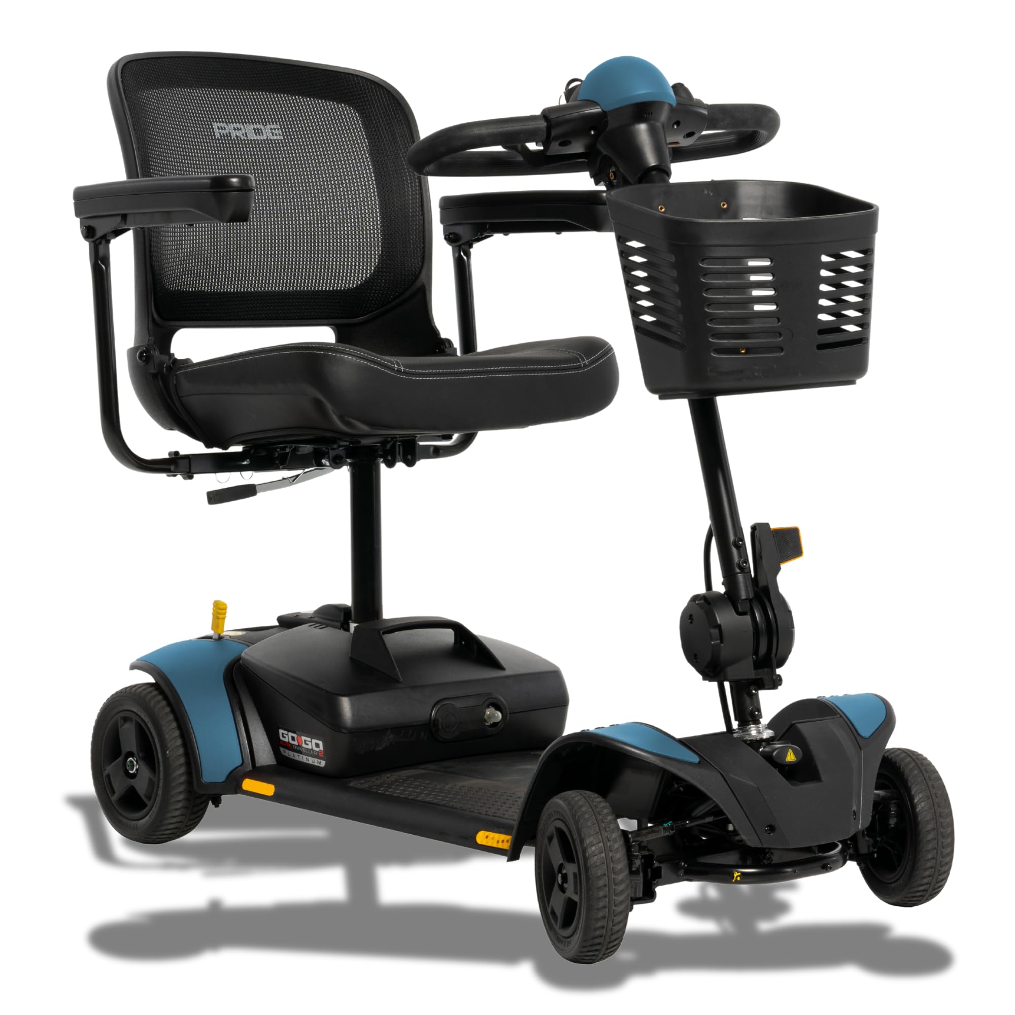Pride Mobility Go Go Elite Traveller 2 Platinum Mobility Scooter – 300 lb Capacity, 17"x17" Seat, EZ Turn Technology, USA Made, in-Home Service, Manufacturer Warranty, 12AH Battery, Iceberg Blue