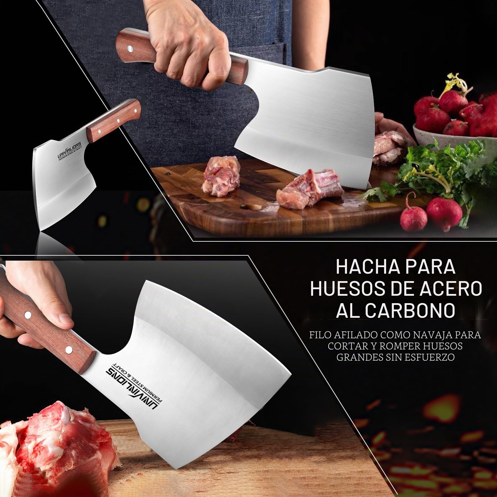 Cuchillo Carnicero Japonés Para Carne Y Huesos, Espiga Completa Cuchillo De Cocina, Hacha De Cocina Forjado A Mano, Cuchillo De Carnicero Para Cocina Camping Barbacoa