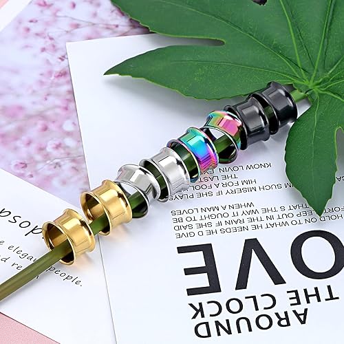 Miniatura 4 de Qmcandy 18 piezas u 8 piezas de 8g-58 pulgadas túneles de oreja de piedra orgánica y acero inoxidable mezclados, plugs para estirar, piercing