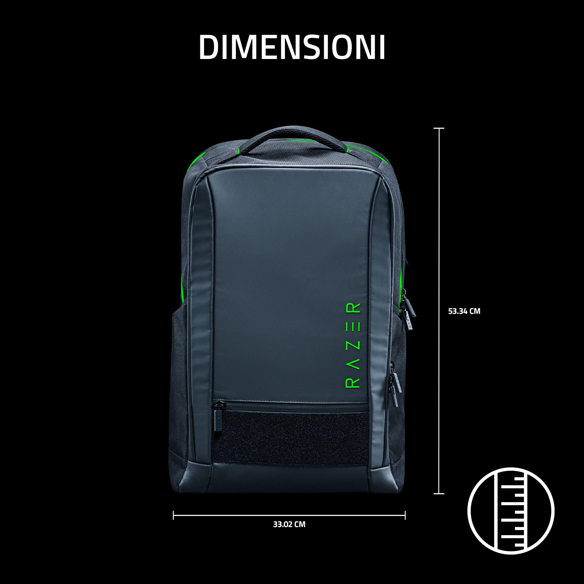 Razer Rogue 18" V4 – Zaino da viaggio funzionale con scomparto per laptop da 18 pollici - Passante per valigie con rotelle - Resistente agli strappi e all'acqua - Comfort ergonomico | Nero