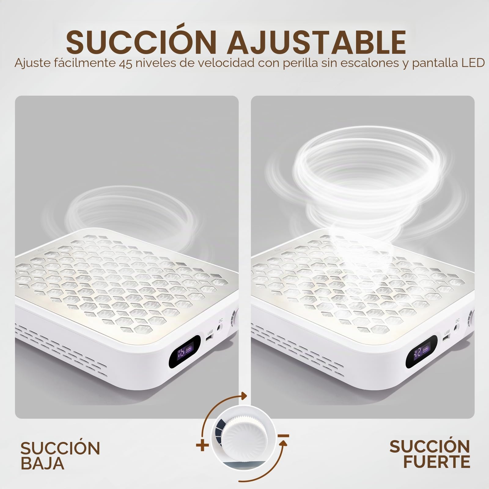 Aspirador uñas Profesional, Succión de 800Pa 6500RPM HEPA Recargable | CHRISTINE SHELLY Colector de polvo de uñas, y motor sin escobillas de para uñas acrílicas, filtroreutilizable