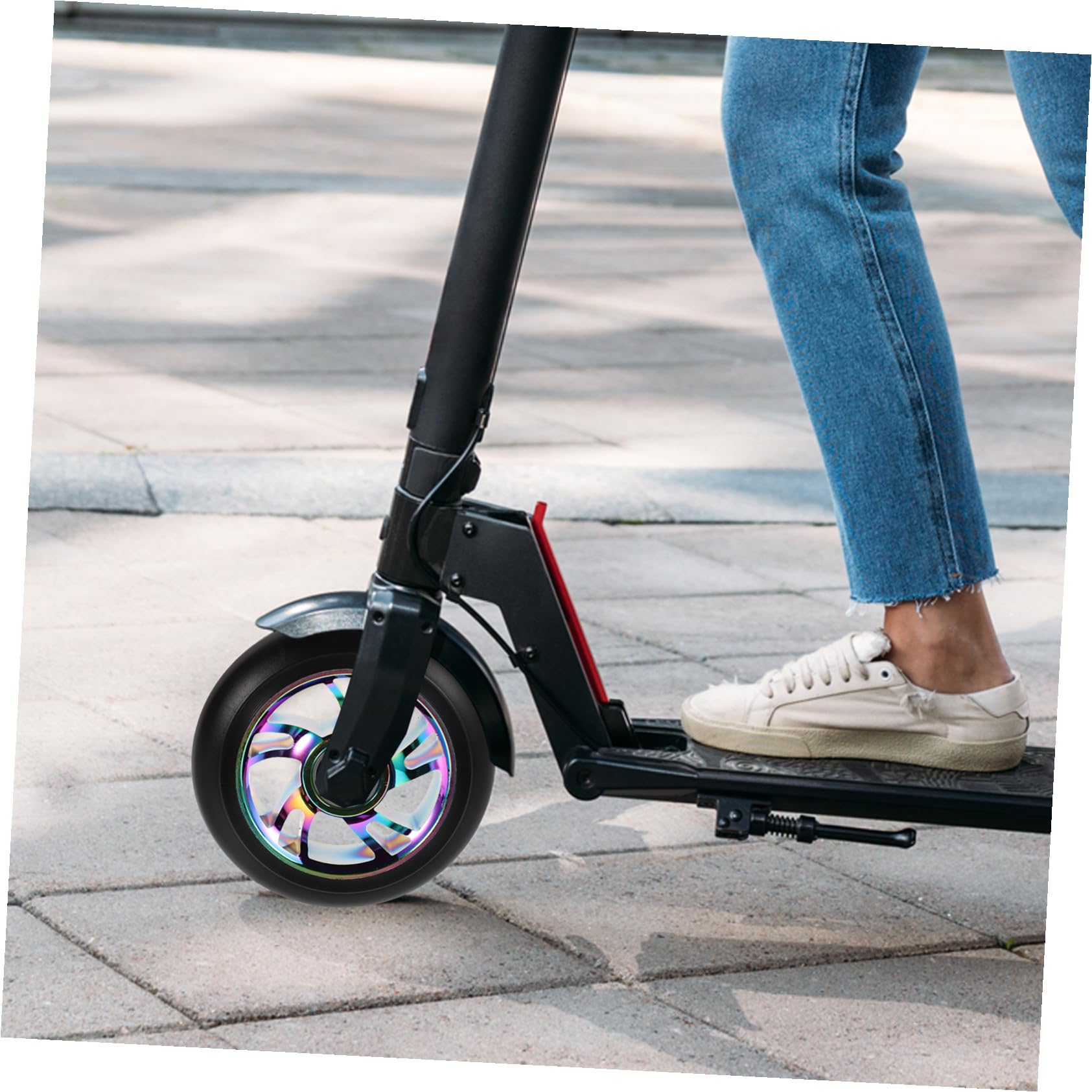 SUPVOX 2pezzi Ruote Posteriori in Lega di Alluminio per Monopattino Ruote Anteriori LED per Sostituzione Migliorate per Velocità e Scorrevolezza