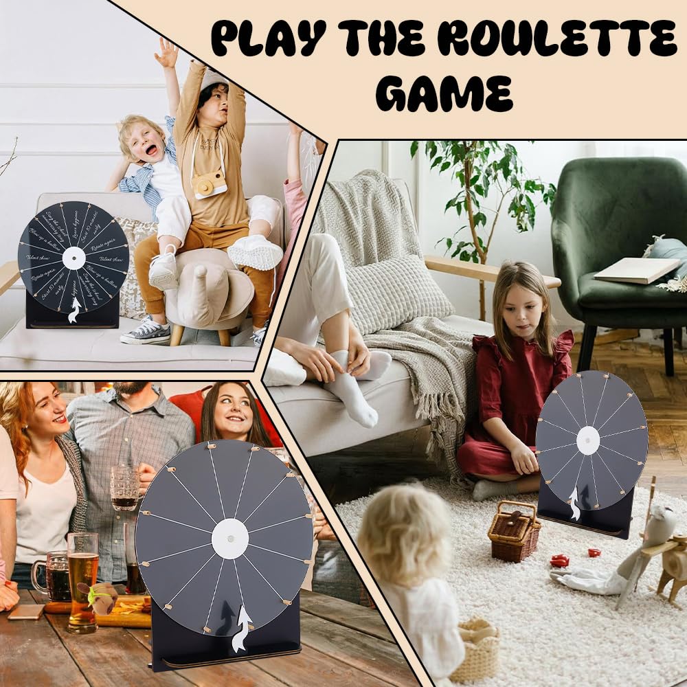 Glücksrad zum Drehen, 29cm Glücksrad zum Selbstgestalten, Roulette-Spinner des Glücks mit 12 Slots, Glücksrad zum Drehen für Hochzeitsspiele, Lotteriespiele, Wortspiele, Karneval Party
