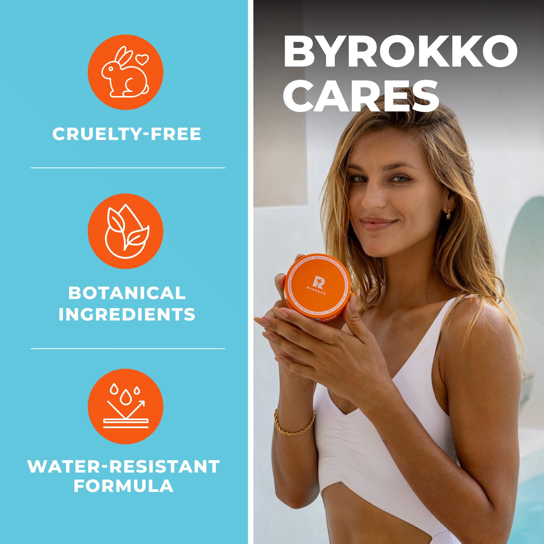 BYROKKO Shine Brown beta-karoten przyspieszacz opalania, naturalny krem do opalania, skuteczny w leżakach i słońcu na świeżym powietrzu, długotrwała formuła nawilżająca z naturalnymi olejkami, 200 ml