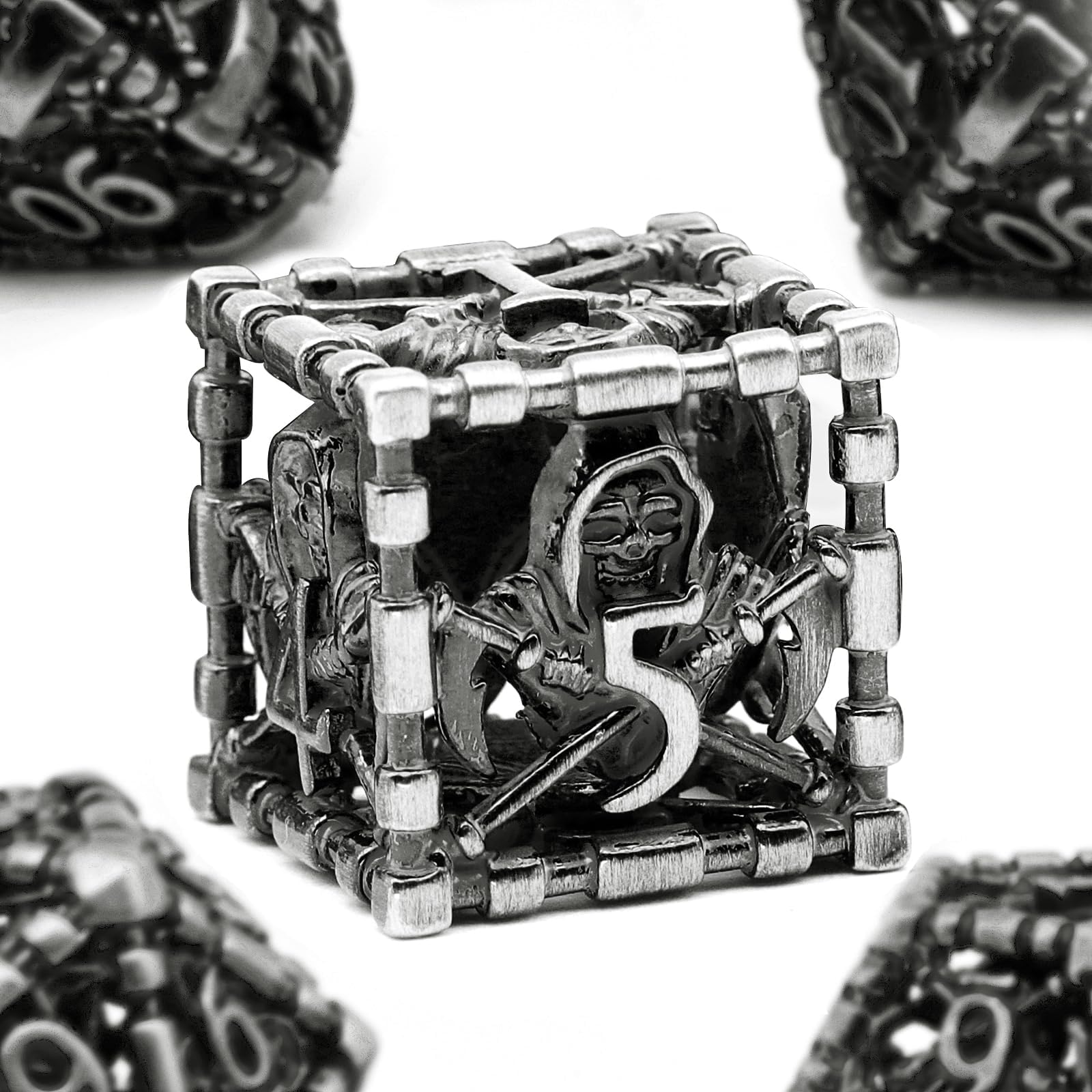 Beholder - Juego de dados DND, dados de metal de monstruo de ojos, ZHOORQI 7 piezas por juego de dados poliédricos para dados de mazmorras y dragones, dados RPG, dados de regalo D&D (ojo azul) — view 12