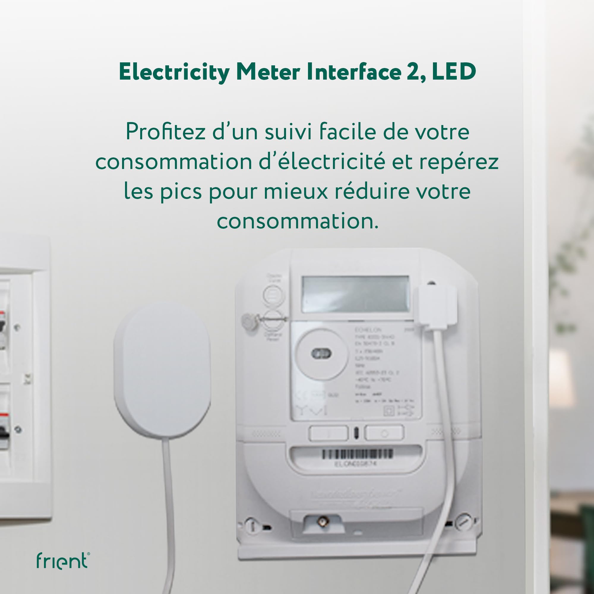 frient Interface de Compteur Électrique 2 LED - Suivi Consommation - Zigbee | Interface pour compteurs électriques à impulsions LED - Compatible avec Homey, SmartThings et Home Assistant