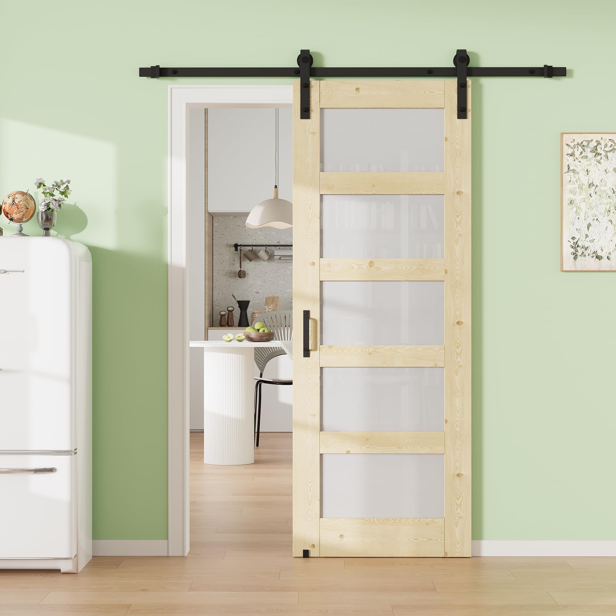 24" x 80" Presembled 2 Molded Panels Sliding Barn Doors with 72" Track Kit