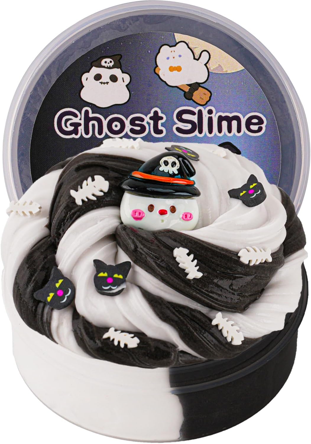 Ghost Black & White Butter Slime - Super Soft, Non-Sticky Premade Slime Party Favors & Sensory Toys for Kids' Gifts