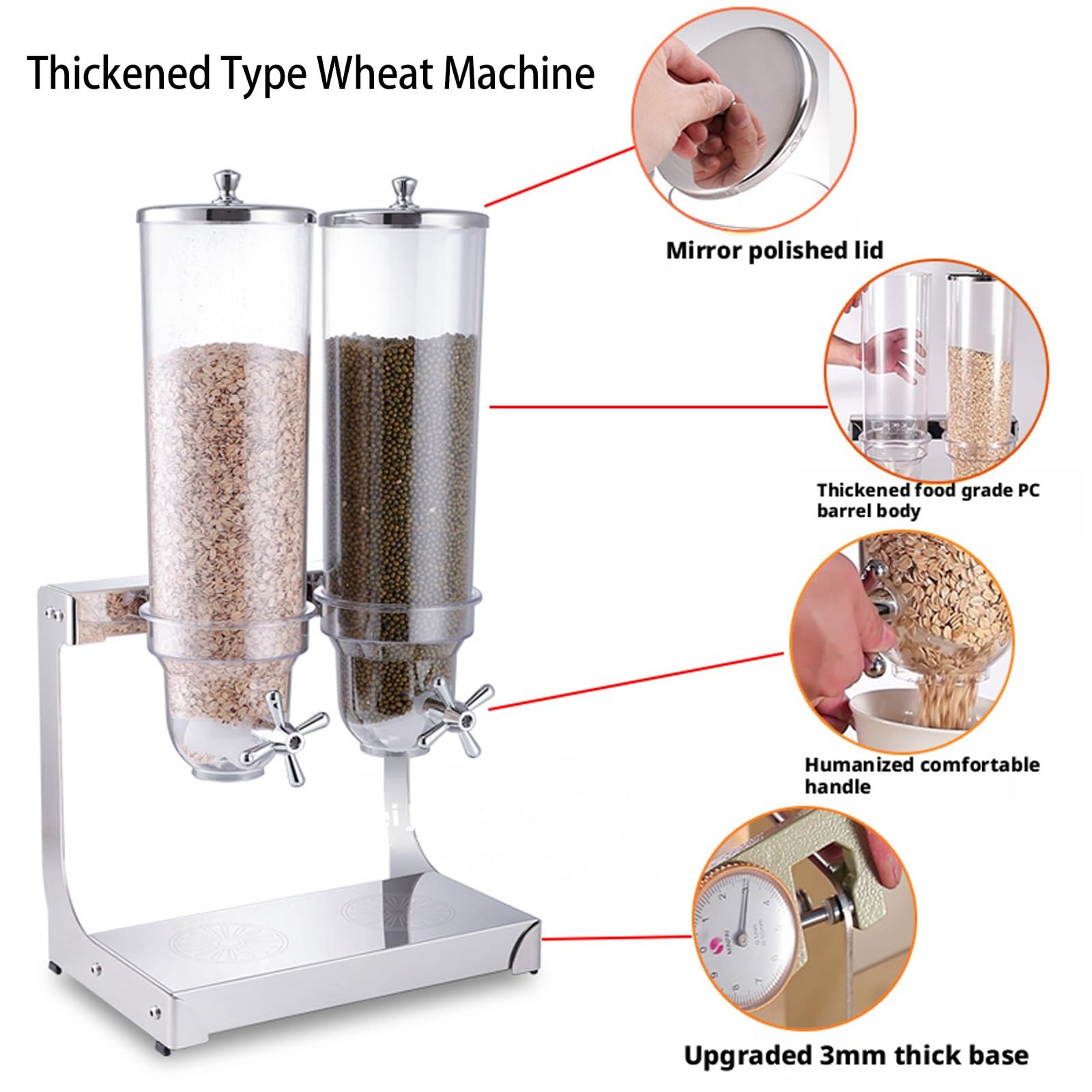 Dispenser per cereali da banco con base antiscivolo per riporre snack