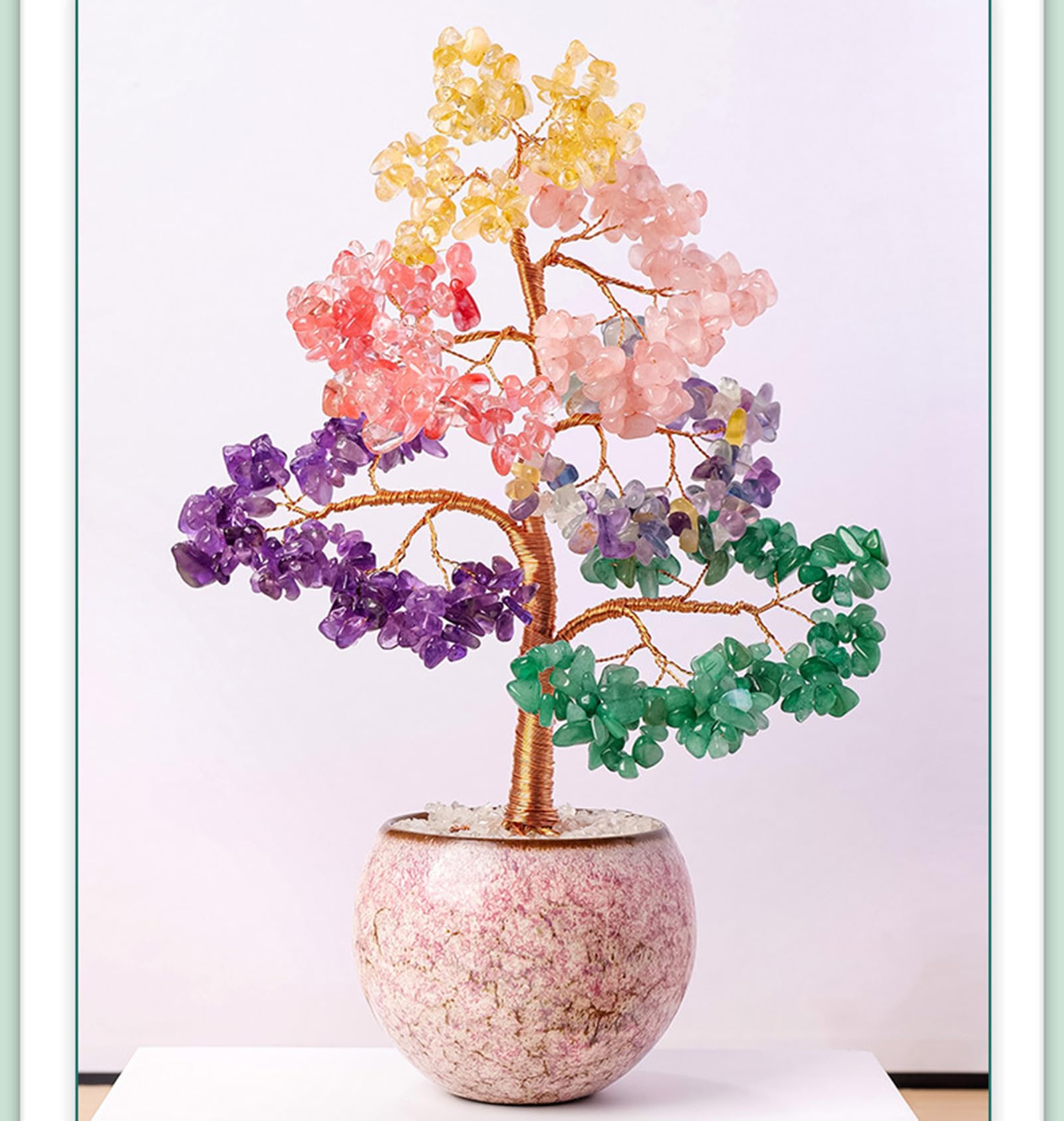 Arbre à Argent en Cristal Naturel à puces de 7 Couleurs – Arbre