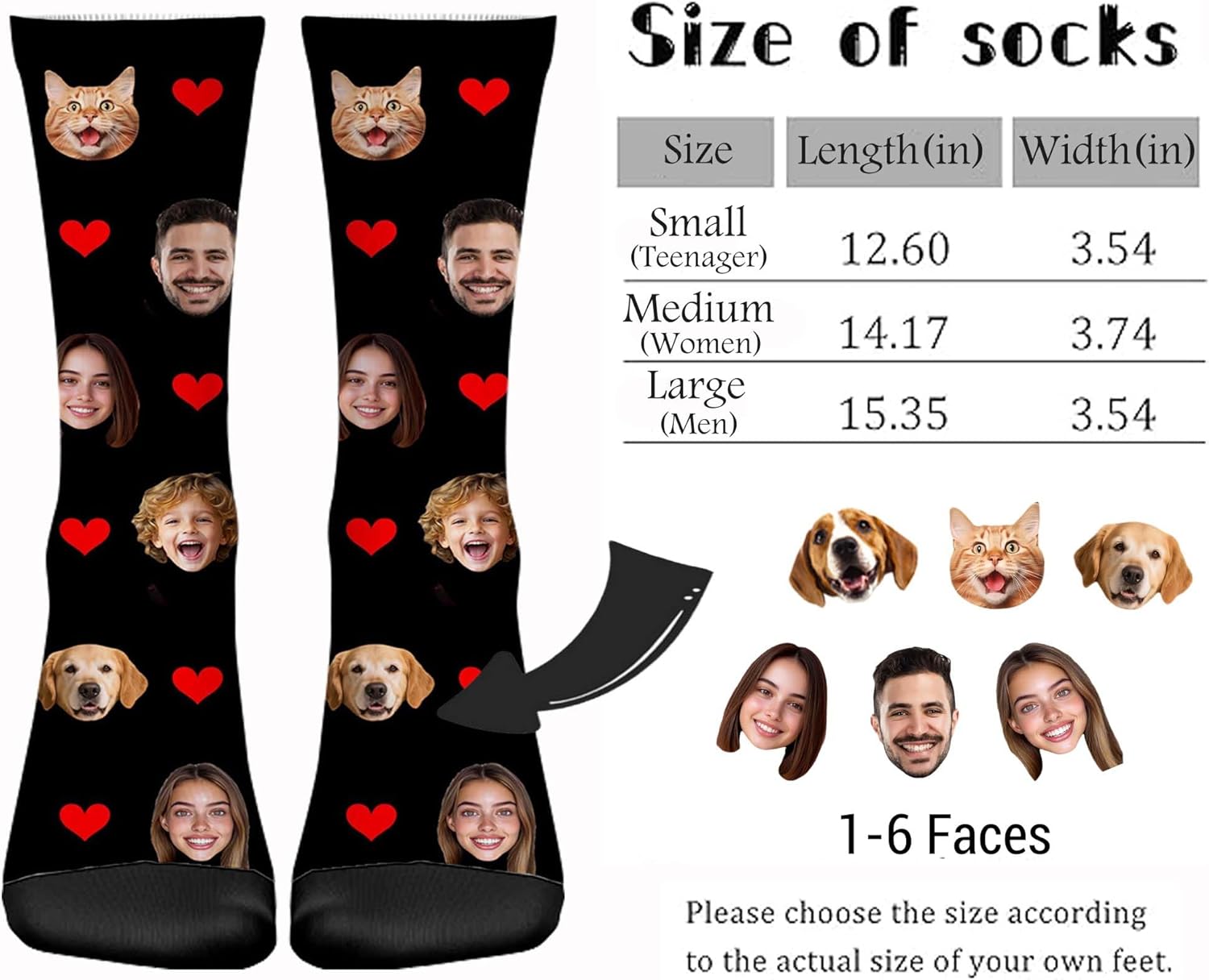 Artsadd Custom Face Socks with Picture, Personalized Socks with Dog Cat Photo, Customized Unisex Funny Gifts for Men Women - Image 3