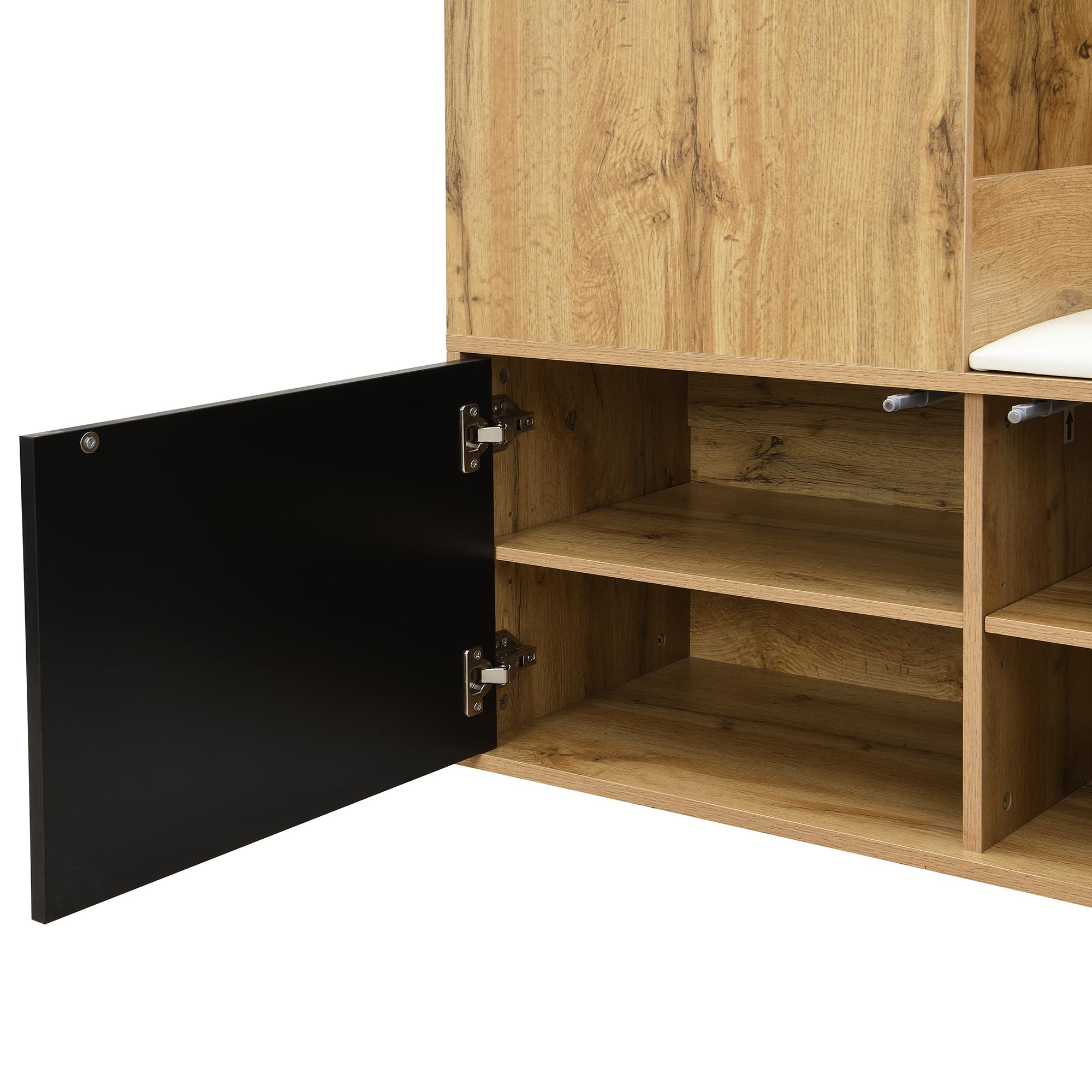 Moimhear Il set di appendiabiti comprende 5 ganci appendiabiti, uno specchio, una scarpiera, uno scaffale superiore con superficie sospesa e una panca (100 x 38 x 191 cm)