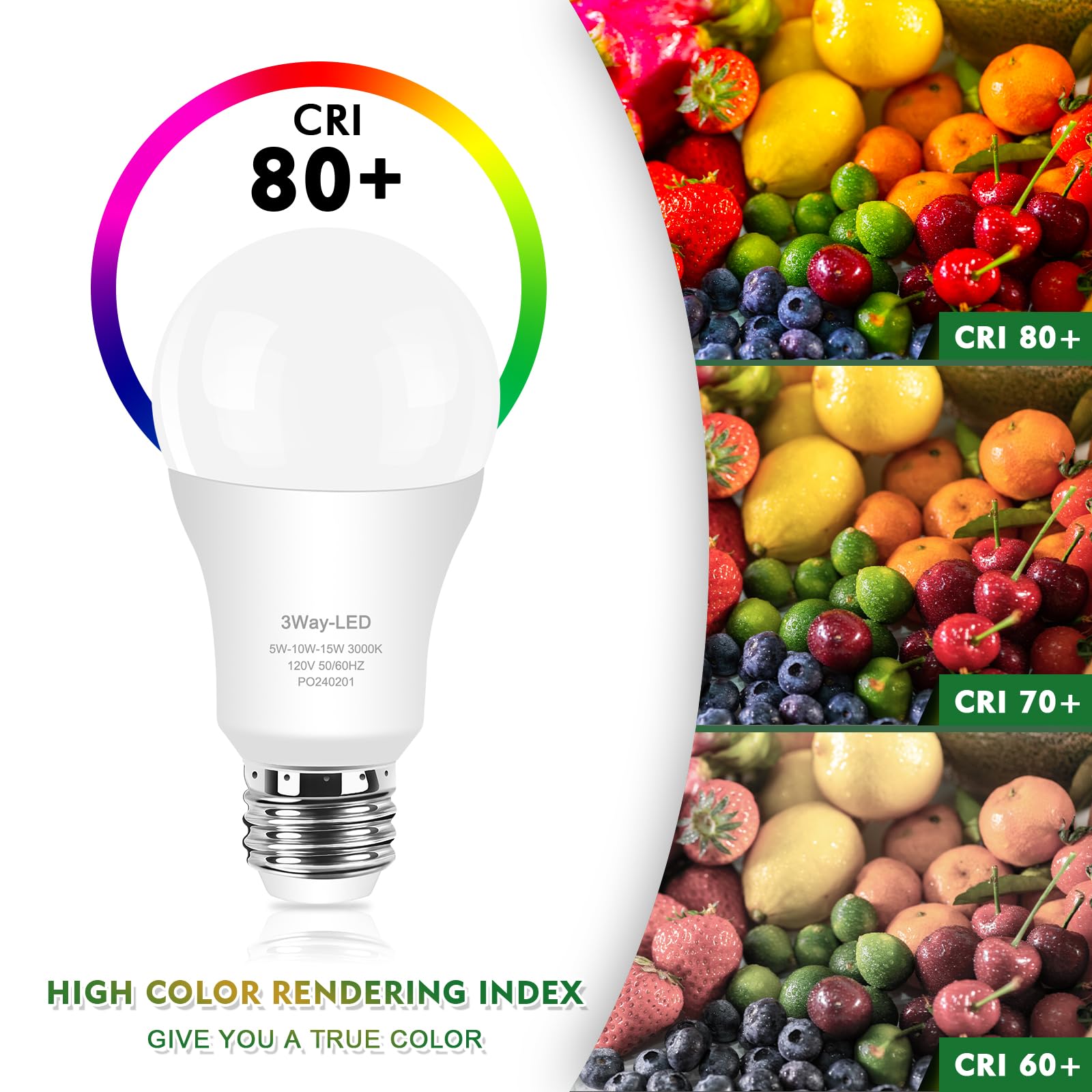 3 Way Light Bulbs 50 100 150 Warm White A19 3000K 5 10 15W Energy Saving 500 1000 — view 6