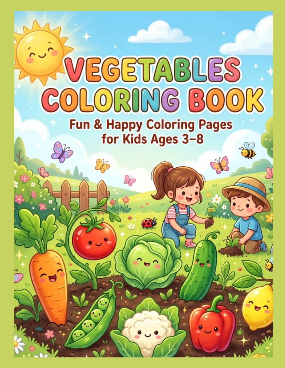 Vegetables coloring book for kids Ages 3-8: Cute vegetable coloring pages for learning, creativity and fun