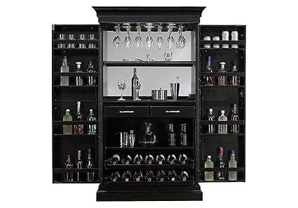 SS WOOD FURNITURE Sheesham Wood Bar Cabinet Wine Storage Rack with Glass Holder for Living Room Home (Mahogany Finish)
