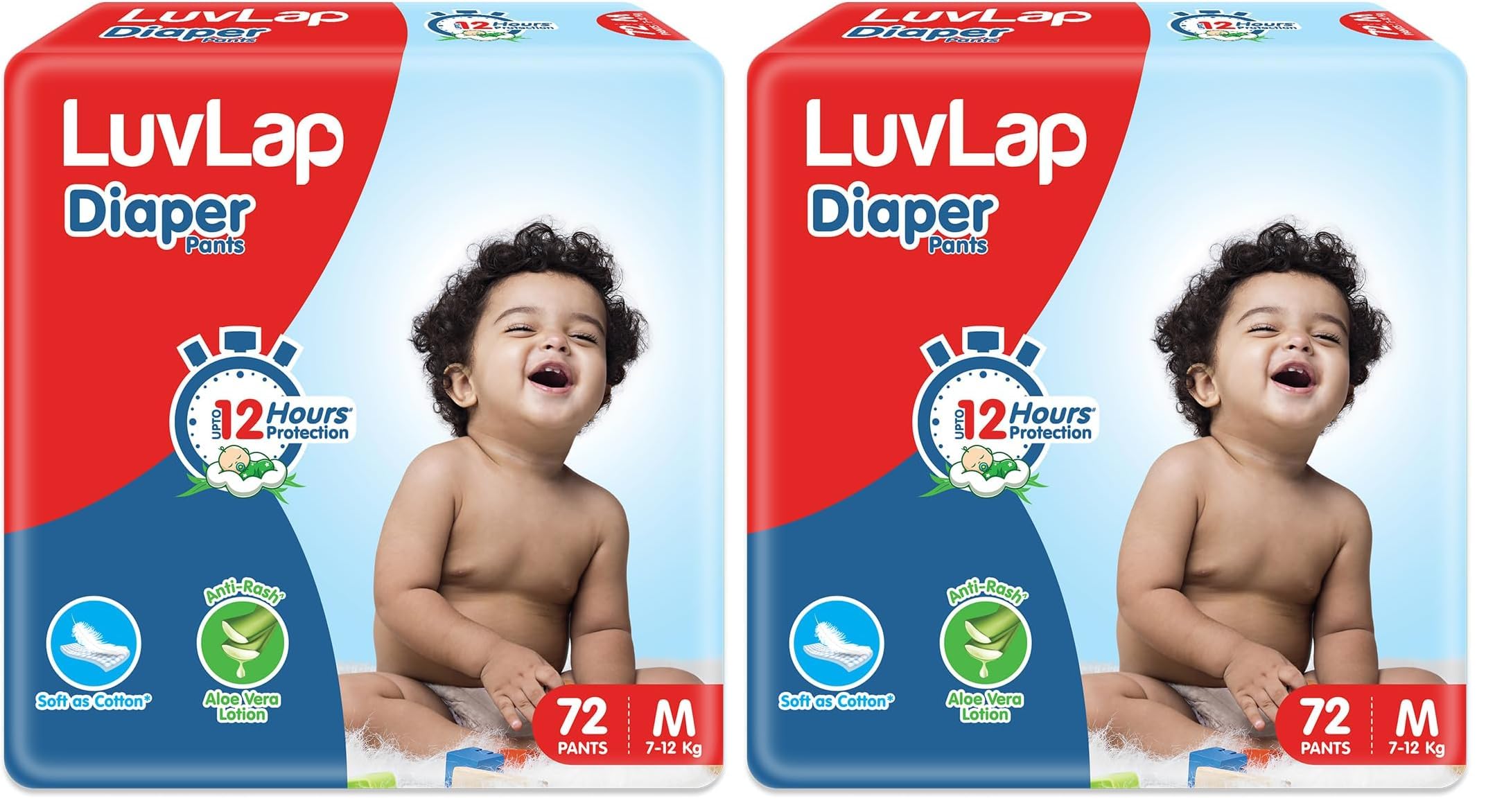 LuvLap Baby Diaper Pants M Size (Medium), with Aloe Vera Lotion for rash protection, Pack of 144 Count, with upto 12Hr protection For babies of 7 to 12Kg-image-36