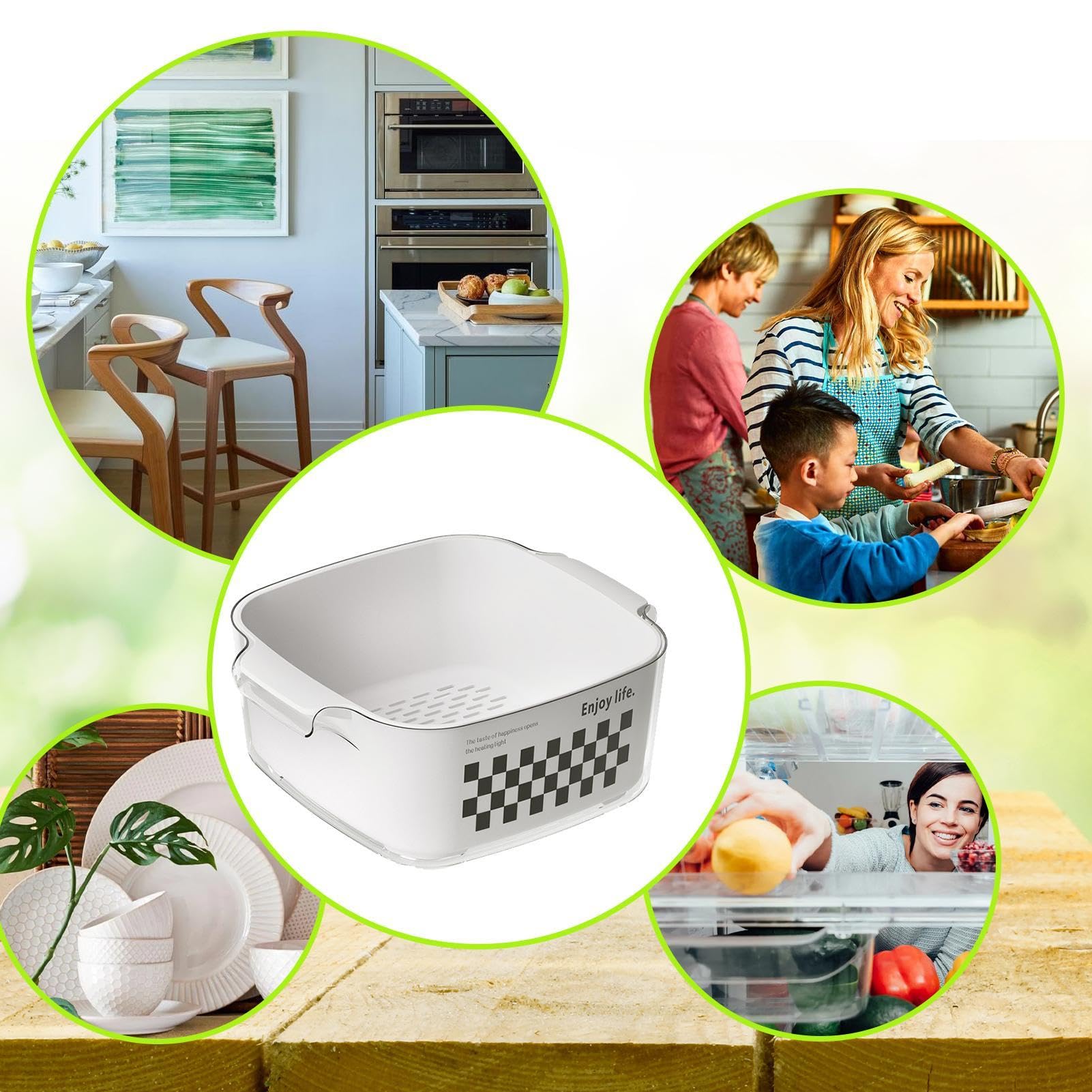 Colino Da Cucina 2 In 1 - Per Frutta E Verdura - Doppio Strato Con Coperchio - Bianco E Viola - Foto 6