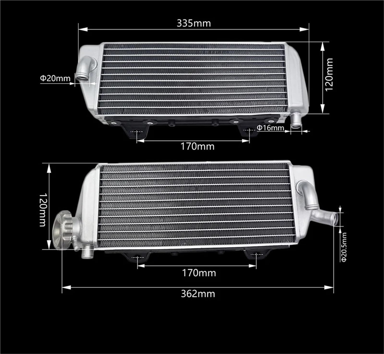 Radiateur en aluminium pour, réservoir d'eau refroidissement, pour SX XCW SXF EXCF XCF 125 150 250 300 350 Pit Dirt Bike Radiateur en pour,Radiateur moteur(Right With Cover)