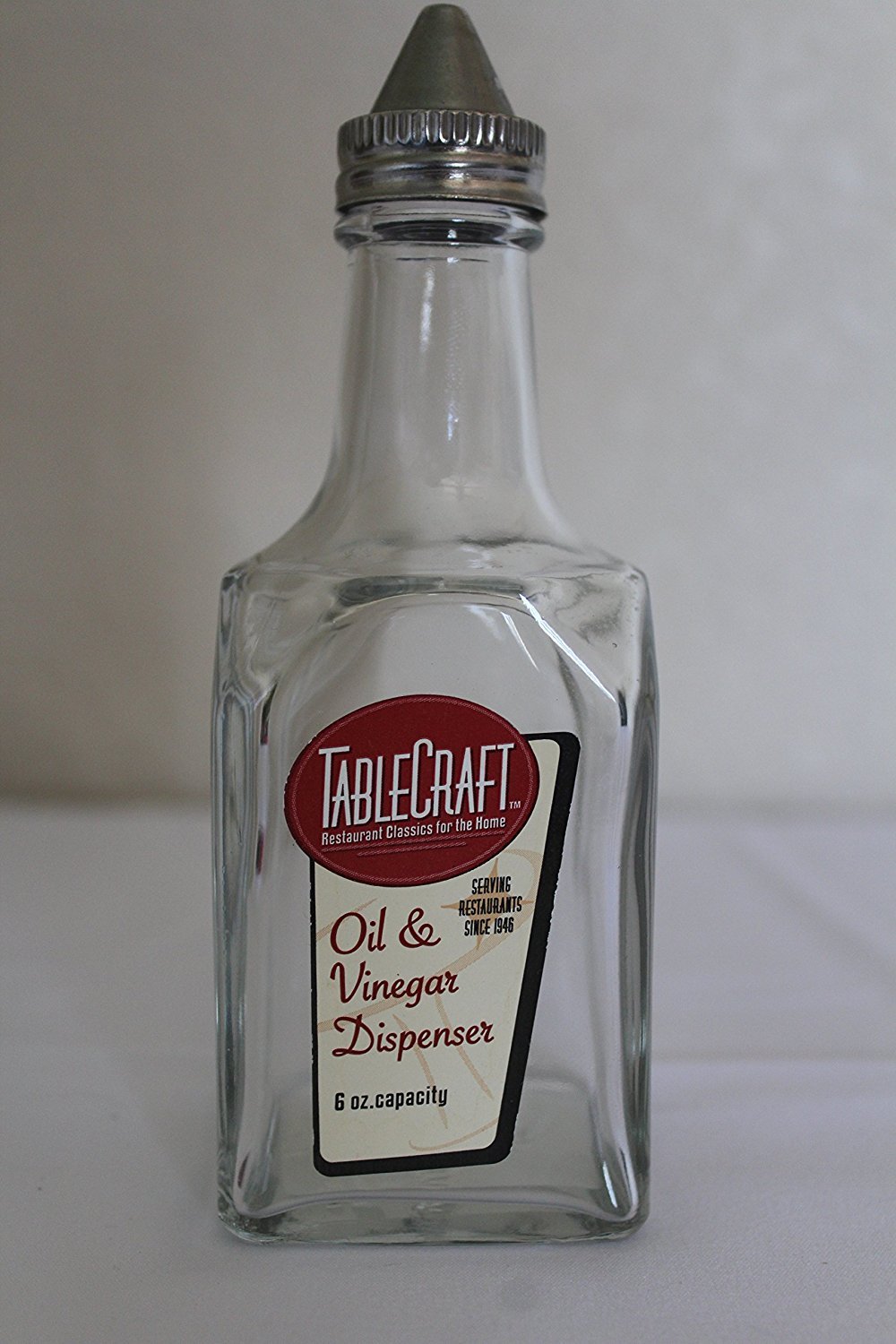 Tablecraft huilier inox design bouteille en verre pour table élégante