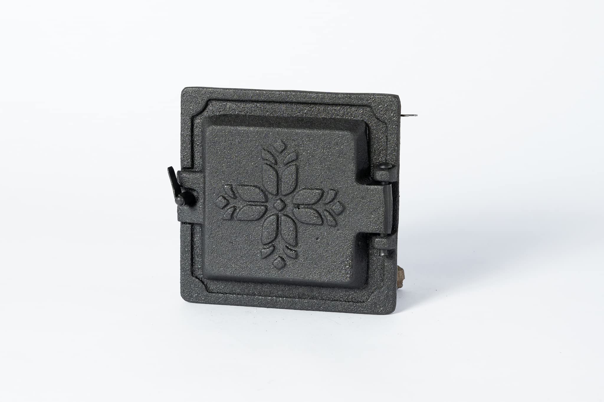 SEZAM Revisionstür für Öfen aus Gusseisen 14,6 x 4,5 x 14,6 cm, Kamintür - Klappe - Räumungstür, für Backöfen, Feueröfen & Kamine - schwarz bemalt