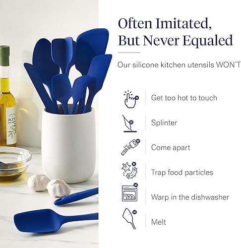 Miniatura 5 de GIR: Get It Right Juego de 10 piezas de utensilios de cocina esenciales de silicona - Cucharón, espátula, volteador, cuchara y cucharada - Azul