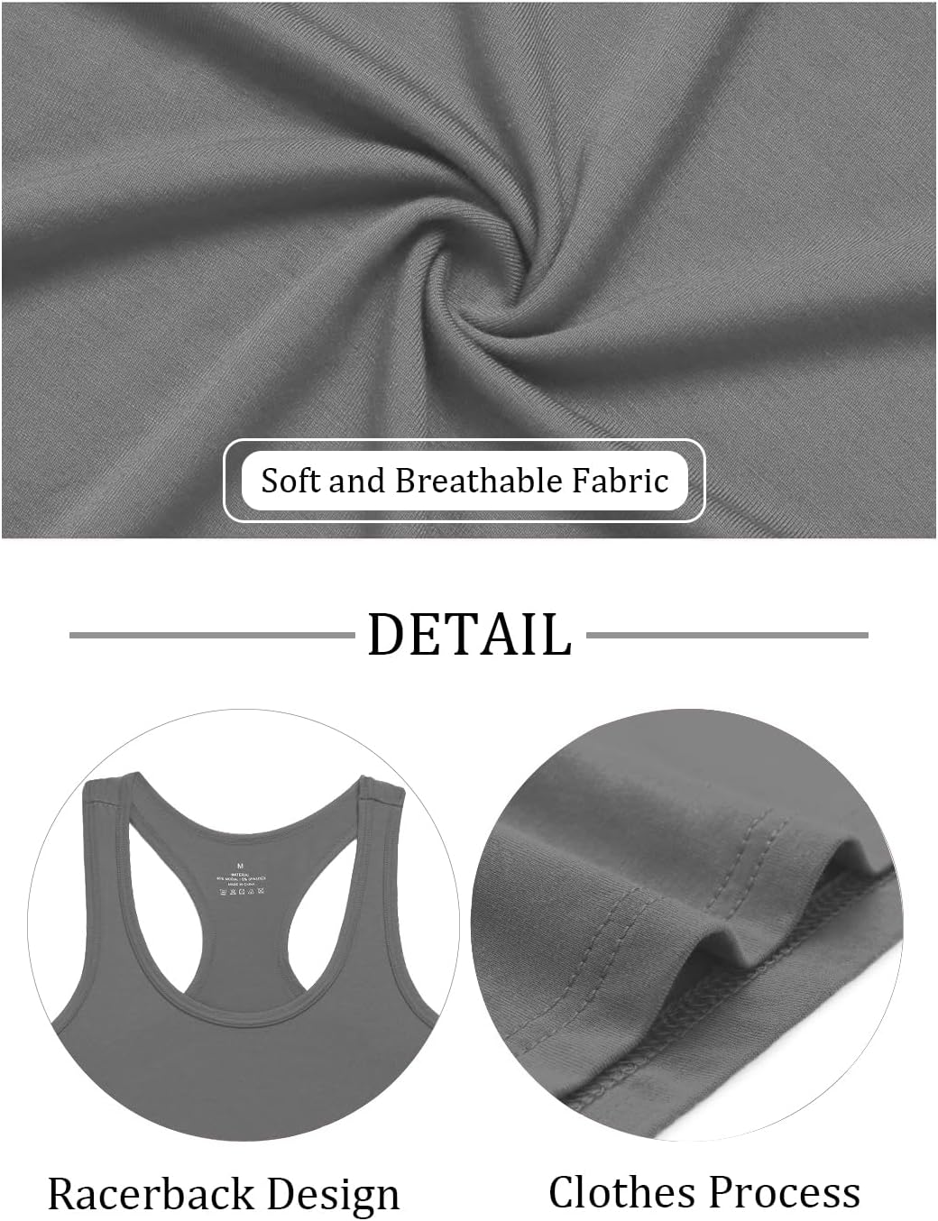 Cosy Pyro Workout Tank Tops for Women Racerback Yoga Tanks Basic Athletic Activewear-4 Packs - Image 7