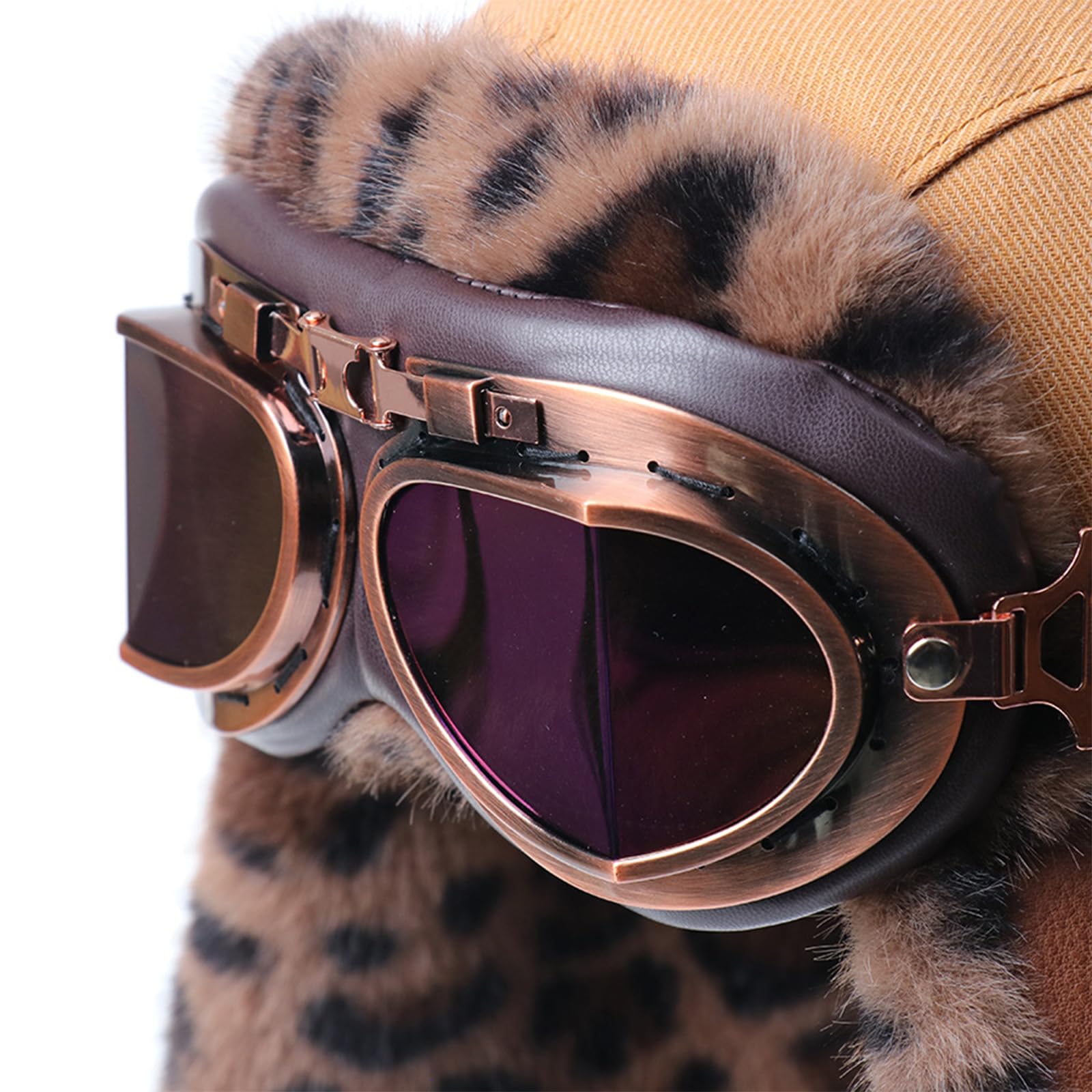 Cuffia invernale reversibile con motivo leopardo esterno in morbido tessuto regolabile per escursionismo campeggio attività invernale morbida pelliccia antivento