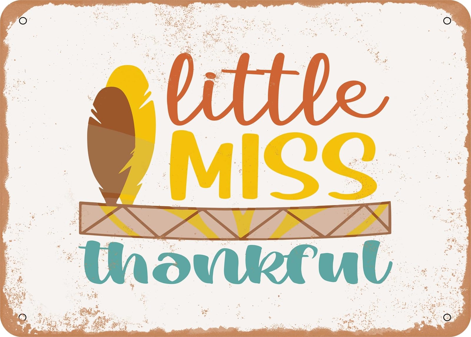 Miaomansenstore Metal Sign - Little Miss Thankful - Vintage Look Sign Home Decor