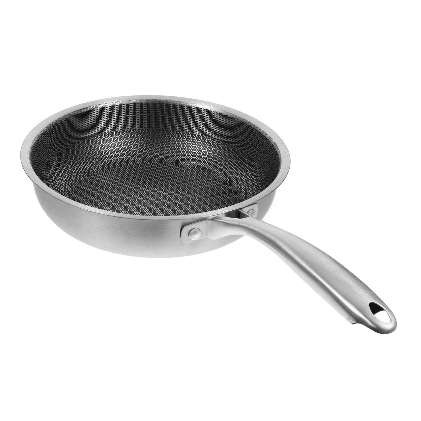 Padella in Acciaio Inox Nera Fondo Piatto Antiaderente | Padella Piccola Antiaderente, Distribuzione Uniforme del Calore, Adatta per Friggere Uova e Bistecche