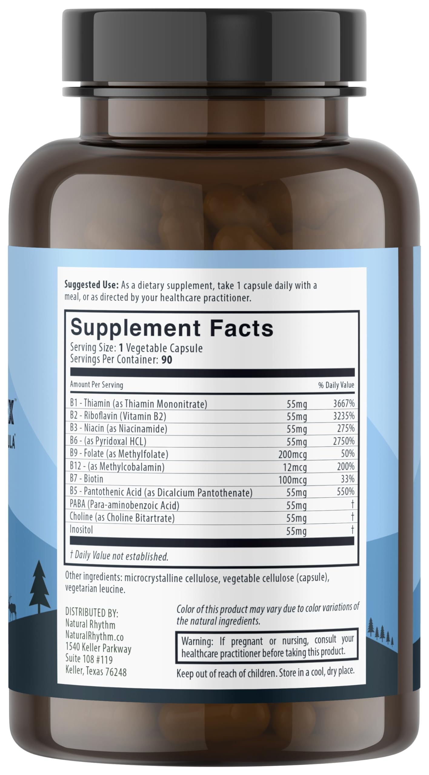 Natural Rhythm B-CALMplex B-Complex with Methylfolate & B12, 90 Capsules — Amazon image 3