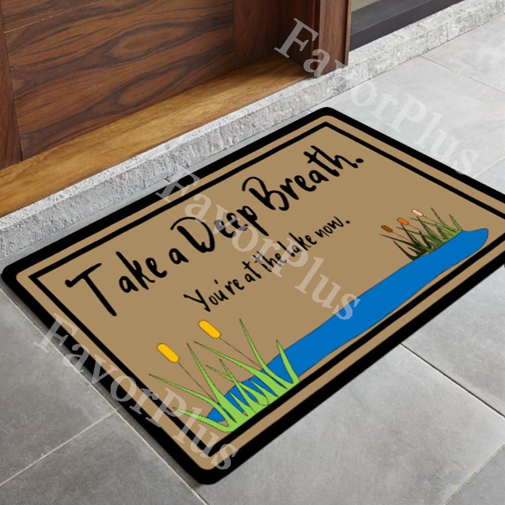 FavorPlus Take A Deep Breath You're at The Lake Now Custom Indoor/Outdoor Decor Rug Doormat 30(L) X18(W) Inch Non-Slip Home Decor