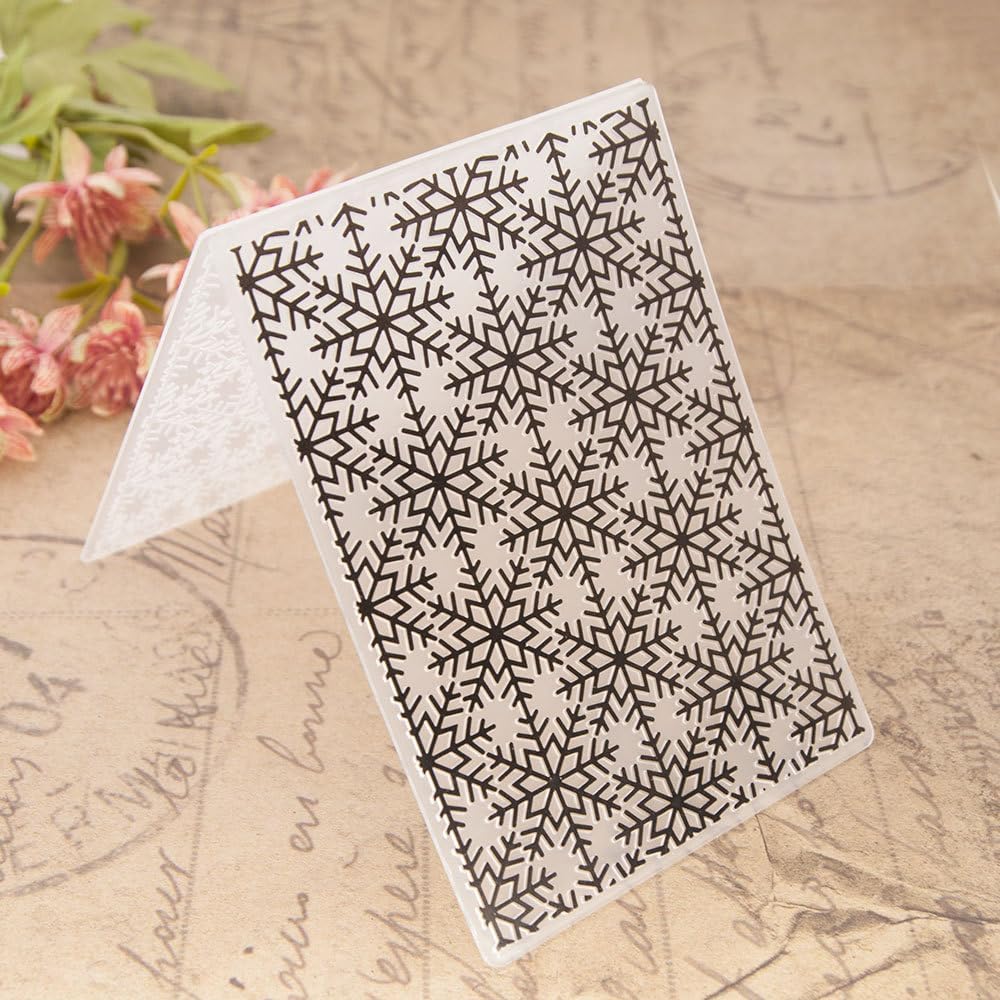 FUGUT 3-D Embossing Folder for Card Making - Plastic Textured Template for DIY Scrapbooking, Paper Crafting and Handmade Art Supplies (3D Snowflake Background 5.8 x 4.1 in)